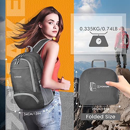 ZOMAKE Lightweight Packable Backpack 30L, Foldable Hiking Backpacks Water Resistant Compact Folding Daypack for Travel(Dimgray) - color: Dimgray
