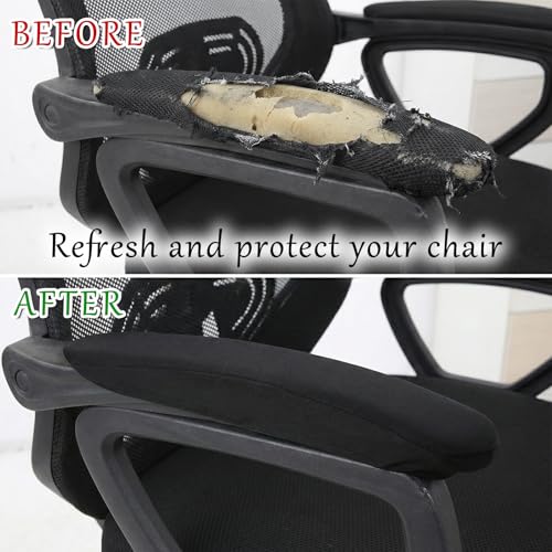 2 Pcs Office Chair Armrest Covers, Stretchable Armrest Protectors, Removable Arm Rest Covering, Washable Office Seat Hand Rest Protector for Computer Chair, Black