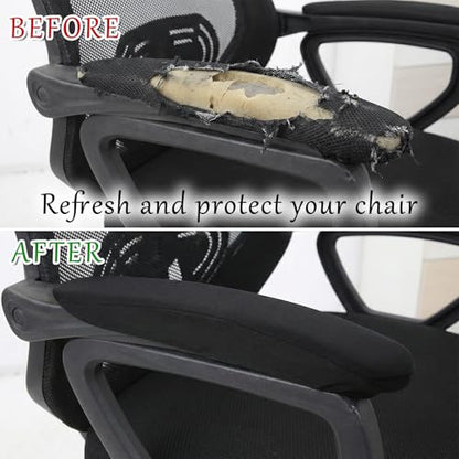 2 Pcs Office Chair Armrest Covers, Stretchable Armrest Protectors, Removable Arm Rest Covering, Washable Office Seat Hand Rest Protector for Computer Chair, Black