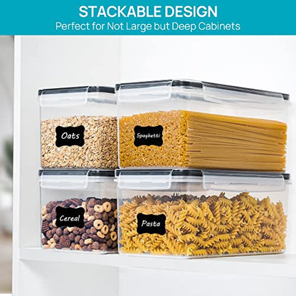 Vtopmart Airtight Food Storage Containers with Lids 8PCS Set 3.2L, Plastic Spaghetti Container for Pasta organizer, BPA Free Air Tight House Kitchen Pantry Organization