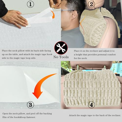 Memory Foam Recliner Neck Pillow. | Breathable pressure relieving ergonomic cushion fits car, sofa, office chair, recliner.Cream,17"W×2.7"D - color: Cream, size: 17"W x 2.7"D
