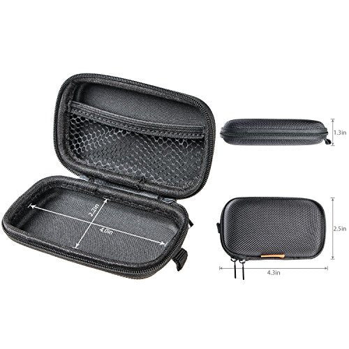 Small Hard EVA Case (4.3" x 2.5")- Portable Protection Earbud Case Zipper Pouch for Headset, Earphone, Flash Drive, Charging Cable, Key - Mesh Inner Pocket Durable Exterior Universal Carrying Bag - color: Black