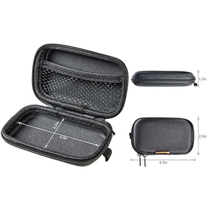 Small Hard EVA Case (4.3" x 2.5")- Portable Protection Earbud Case Zipper Pouch for Headset, Earphone, Flash Drive, Charging Cable, Key - Mesh Inner Pocket Durable Exterior Universal Carrying Bag - color: Black