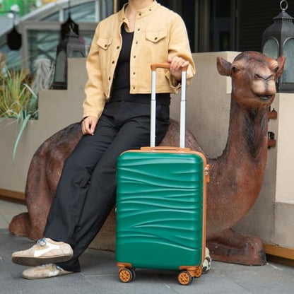 Romswi 30" Hardside Checked Luggage, Large Checked Suitcase with Dual Spinner Wheels, Hardshell Suitcase with TSA Lock,YKK Zipper, Scratch-Resistantr Green