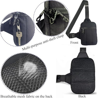 Mini Sling Bag for Men Crossbody,Small Chest Bag Casual Trendy Waterproof Lightweight Phone Crossover Daypack - color: Black Mini Anti Theft Crossbody Sling Bag