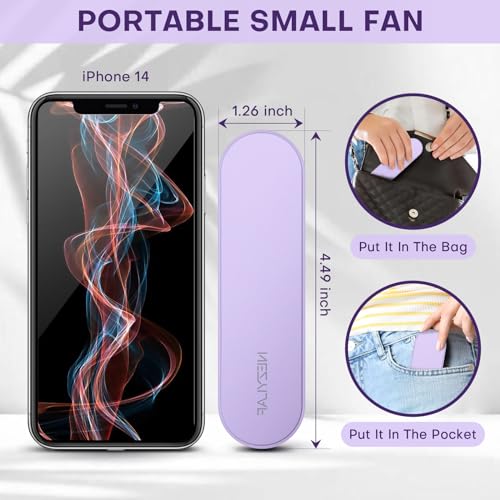 Portable mini handheld Fan, small Rechargeable Personal Fan for 9-15 Hours Runtime, Pocket Design for Travel/Women Essentials/vacation/beach/vacation/airplane/disney - color: Purple