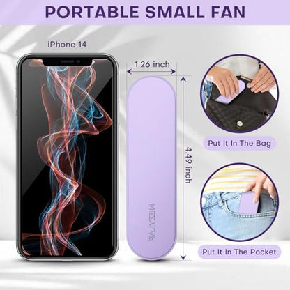 Portable mini handheld Fan, small Rechargeable Personal Fan for 9-15 Hours Runtime, Pocket Design for Travel/Women Essentials/vacation/beach/vacation/airplane/disney - color: Purple