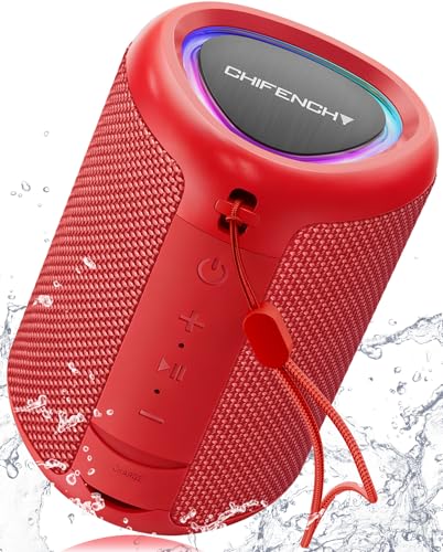 Portable Bluetooth Speaker Beach Essentials: Powerful Crystal Clear Sound/Dynamic Light/IPX5 Waterproof/All Day Playtime/Wireless BT 5.3/TWS Paring, Dad Gifts, Outdoor|Travel|Camping|Pool Accessories - color: Red