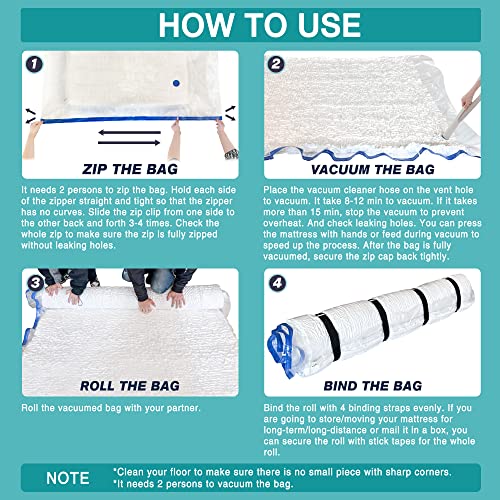 Queen Size Mattress Vacuum Bag for Memory Foam/Latex Mattress Upto 14 Inch, Moving Shipping and Storage, Waterproof and Airtight with 4 Adjustable Straps - size: QUEEN / FULL