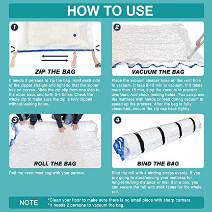 Queen Size Mattress Vacuum Bag for Memory Foam/Latex Mattress Upto 14 Inch, Moving Shipping and Storage, Waterproof and Airtight with 4 Adjustable Straps - size: QUEEN / FULL