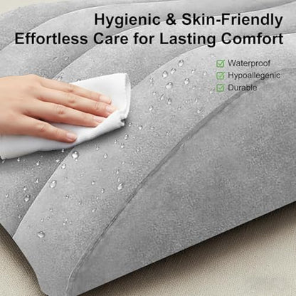 Portable Inflatable Wedge Leg Elevation Pillow - Foldable 45 Degree Wedge Leg Bolster Pillow Use in Bed, Adjustable Incline for Sleeping,Travel,Back Support,Reduce Swelling, Improve Circulation (Grey) - color: Deep Grey