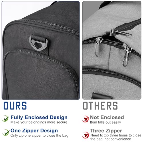 HILOMON Convertible Duffle Bags for Travel Carry On Suit Duffle Bags with Shoulder Strap 2 in 1 Hanging Garment Duffle Bag for Men Women - color: Black
