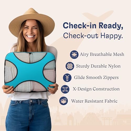 Shacke 8 Set Packing Cubes for Travel – Complete Luggage Organizer Set with Laundry, Shoe, Toiletry & Accessories Bag, Suitcase Travel Organizer (Aqua Teal) - color: 8 Set - Aqua Teal, size: Set of 8
