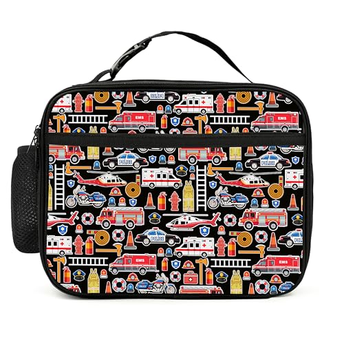 Police Car Lunch Bag Insulated Reusable Lunch Box Cooler Thermal Tote Bag For Teenage Boys Girls School Beach - color: Police Car