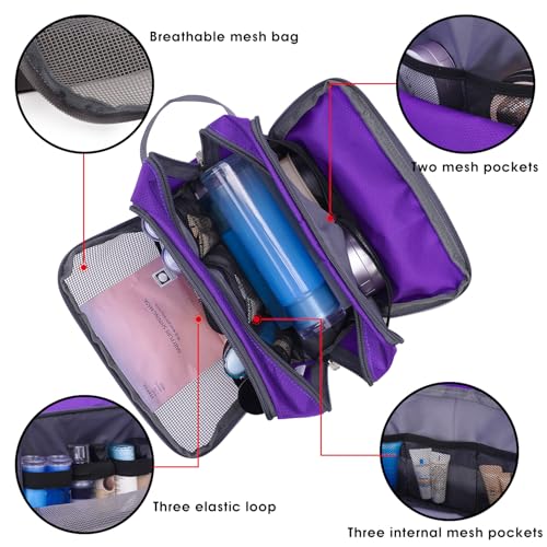 Toiletry Bag for Men Hanging Dopp Kit Water Resistant Shaving Bag Small Toiletry Bag for Traveling (Dark Purple) - color: Dark Purple