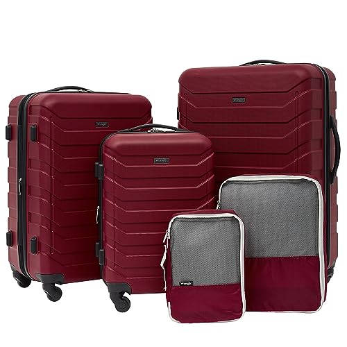 Wrangler 5 Piece Luggage & Travel Accessories Set, Red - color: Red, size: 5 Piece Set