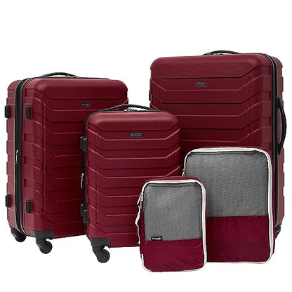 Wrangler 5 Piece Luggage & Travel Accessories Set, Red - color: Red, size: 5 Piece Set