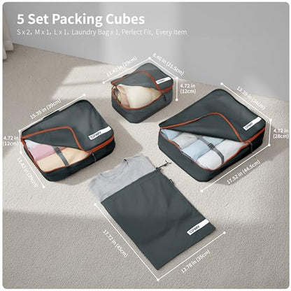 Packing Cube Travel Cubes Suitcase Organizer for Accessories Luggage Carry On Suitcase Lightweight 5 Set Grey - color: Grey