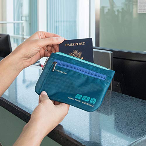 Travelon World Travel Essentials Set of 2 Currency and Passport Organizers - color: Peacock Teal