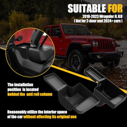 MIKKUPPA Wheel Well Storage Bin, Cargo Tray Rear Trunk Organizer Compatible with 2018-2023 Jeep Wrangler JL JLU Interior Storage Accessories, Left & Right Side, Black