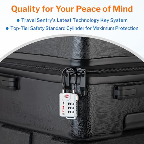 TSA Approved Cable Luggage Locks, Re-settable Combination with Alloy Body (White 4 Locks) - color: WHITE 4PK