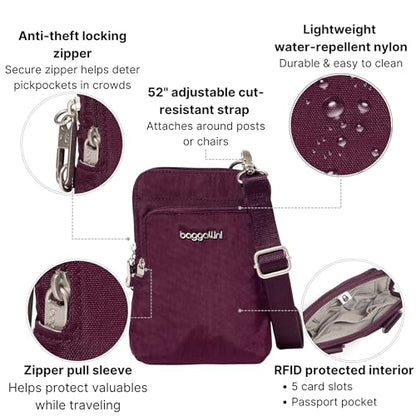 Baggallini Women's Securtex Anti-theft Activity Crossbody Bag - color: Mulberry