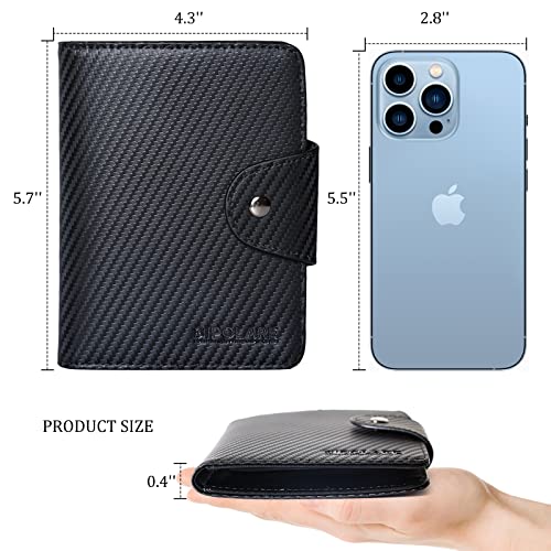 Polare Full Grain Leather Slim and Soft RFID Blocking wallet For Men Snap Bifold Travel Wallet Passport Holders 2 Passports (Carbon Black) - color: Carbon Black