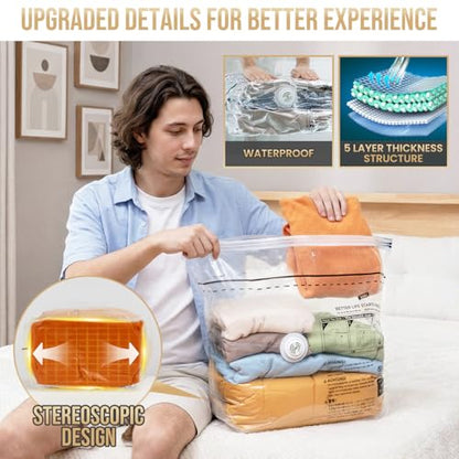 TAILI 8 Pack Cube Vacuum Storage Bags, Medium Size (25x19x11 inch), Vacuum Seal Bags for Clothing, Compression Cube Bags for Home Storage, Space Saving for Blankets, Baby Clothes, Pillows - size: 8 Medium