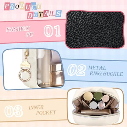 4.9" Clear Small Makeup Bag for Purse, TPU Mini Cosmetic Bag with Ring Buckle, Portable Small Makeup Travel Toiletry Pouches for Women, Birthday/Wedding/Christmas (Black) - color: Clear-Single-sided Black