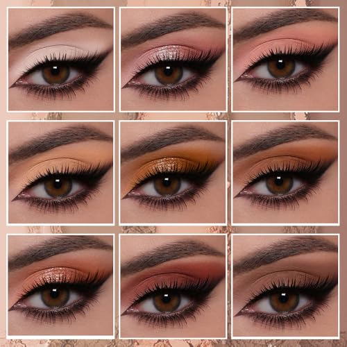 9 Color Neutral Nude Brown Eyeshadow Palette – Matte & Shimmer Warm Copper Bronze Eye Shadow, High Pigment Blendable Long Lasting Natural Daily Smokey Eye Makeup Palette for Brown Green Eyes - color: G04