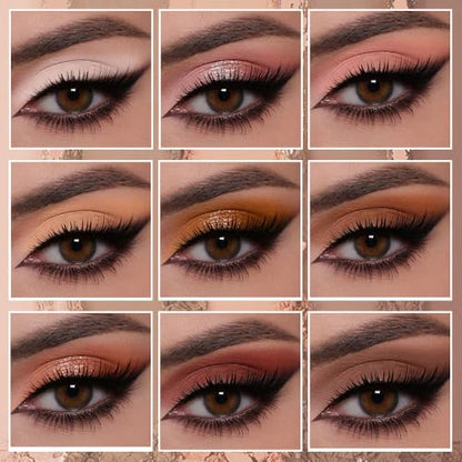 9 Color Neutral Nude Brown Eyeshadow Palette – Matte & Shimmer Warm Copper Bronze Eye Shadow, High Pigment Blendable Long Lasting Natural Daily Smokey Eye Makeup Palette for Brown Green Eyes - color: G04