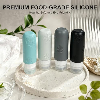 16 Pack Travel Bottles for Toiletries, Silicone TSA Approved-Containers for Toiletries,3oz Silicone Travel Bottles Set Leak Proof Refillable Liquid,Shampoo and Conditioner Travel Toiletry Bottles Grey - color: Grey
