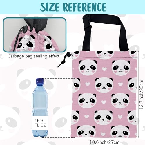 Car Garbage Bag Cute Panda and Heart Drawstring Car Trash Bag Hanging for Back Seat with Adjustable Buckle Canvas Vehicle Trash Can Easy-to-Install - color: Cute Panda and Heart