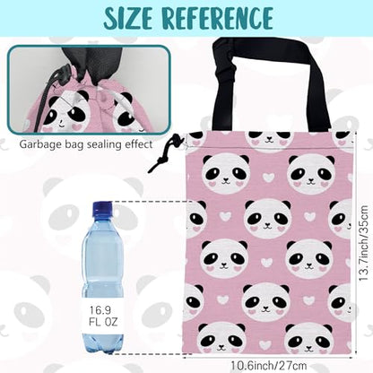 Car Garbage Bag Cute Panda and Heart Drawstring Car Trash Bag Hanging for Back Seat with Adjustable Buckle Canvas Vehicle Trash Can Easy-to-Install - color: Cute Panda and Heart