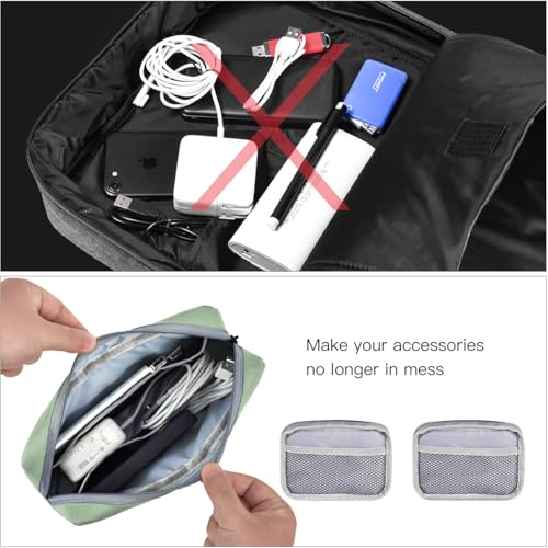 imComor Universal Electronics Accessories Case Bag, 2-Pack Portable Soft Carrying Case Bag Pouch Wire Cable Organizer for Hard Drive, Power Adapter, Laptop Mouse, Cosmetics Kit, Small+Big-Mint Green - color: Mint Green