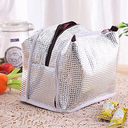 2PCS Lunch Bags Reusable Lunch Tote Bags Portable Lunch Cooler Bag Lunch Holder Insulated Lunch Box Bag for Picnic Office Beach (Blue+Red) - color: Blue+Red