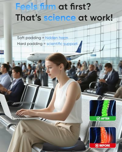 Gel Memory Foam Cushion for Office Chairs and Car Travel | Cooling Gel Layer, Foldable Portable, Non-Slip Bottom, For Office Chair, Car Seat, Travel
