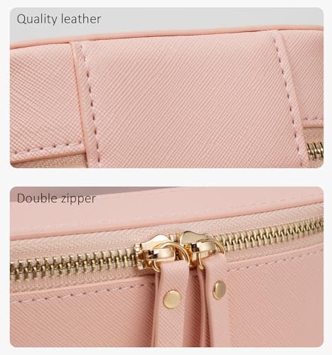 LETGO Clear Makeup Bag Sunscreen Bag Small Mini Travel Toiletry Bag Cosmetic Organizer,TSA Approved Waterproof PU Leather Portable Cosmetic Pouch for Summer Beach Vacation,Pool &Gym(Mini Pink) - color: Pink, style: Mini