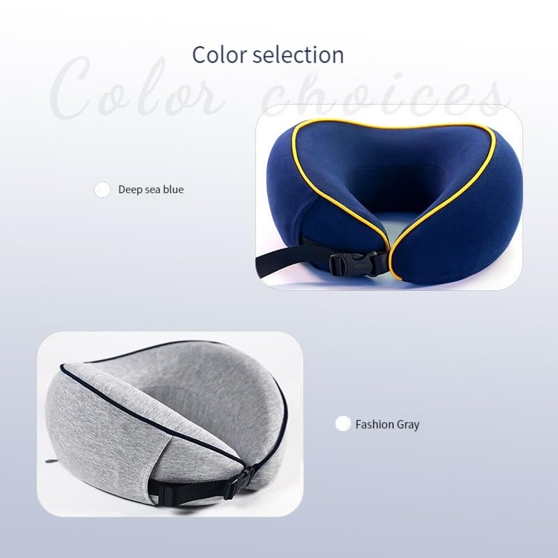 Travel Pillow 100% Pure Memory Foam Neck Pillow, Comfortable & Breathable Cover, Machine Washable, Airplane Travel Kit with 3D Contoured Eye Masks, Earplugs (Blue) - color: Blue