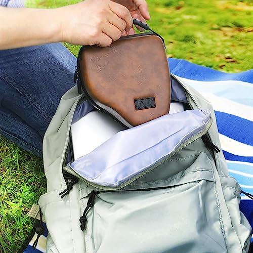USA Gear Hard Shell Camera Case for DSLR & Mirrorless Cameras, Compatible with Canon, Nikon, Sony & Fujifilm - Fits EOS R100, Rebel T7 / 2000D, Nikon Z30, Sony A7III / A7 IV, Fujifilm X-T5 / X-T50 - color: Brown Vegan Leather