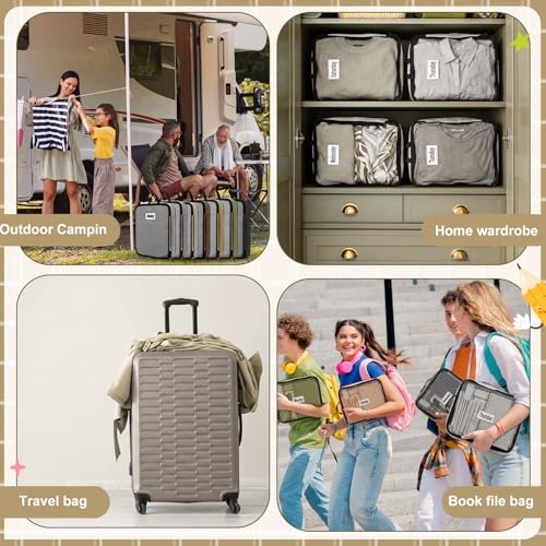 7 Pcs Packing Cubes for Travel Days of Week Compression Packing Cube with Labels Organizers Luggage Storage Bag(Brown,Large) - color: Brown
