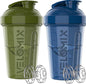 VELOMIX -2 Pack- 20 oz Protein Shaker Bottles for Protein Mixes - 2x Wire Whisk | Leak Proof Shaker Cups for Protein Shakes and Pre Workout | Protein Shaker Bottle Pack (B3) Green/Blue - color: B3) Green/Blue