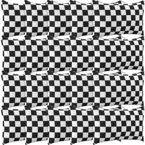Eccliy 20 Pcs Checkered Makeup Bag Checkered Cosmetic Bag Canvas Gifts Accessories for Women Toiletry Pouch with Zipper Gift Bags for Team Party - size: 8 x 5 Inch, style: Checkered