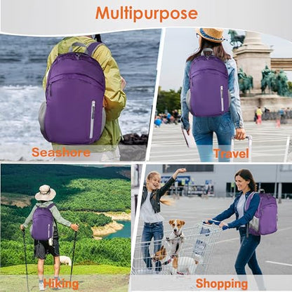 Waterproof Foldable Backpack Dry Storage Lightweight Daypack 35L Outdoor Backpack for Beach Men Women Purple - color: Purple
