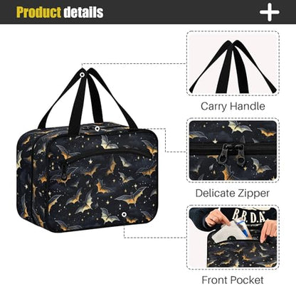 MNSRUU Hanging Toiletry Bags for Women Travel, Gothic Skull Bat Toiletry Organizer Portable Travel Clear Wash Makeup Cosmetic Bag - color: Skull I 4177