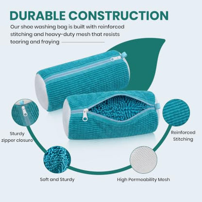 2 Pack Heavy Duty Shoe Wash Bags, 440g Reusable Sneaker Laundry Bags with Auto-Lock Zipper for Sneakers, Slippers & Boots – New2026 - color: Blue