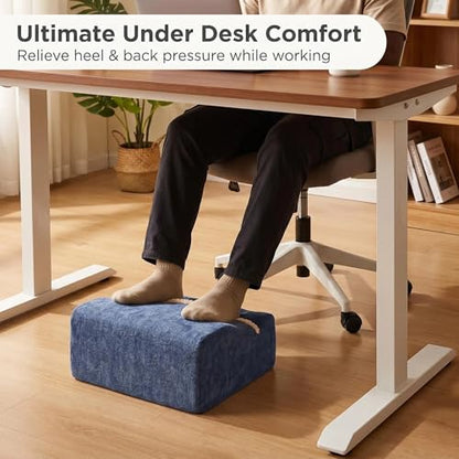 Foot Rest for Under Desk at Work, Office Footrest with Warm Feet Pocket,Ergonomic Under Desk Footrest with Washable Cover, Stool for Office Chair & Back &Pain Relief, (Blue+) - color: Blue+