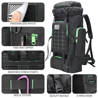 Hiking Backpack for Men 70L/100L Camping Backpack Military Rucksack Molle 3 Days Assault Pack for Climbing | Camping Backpack - color: 70l-blackgreen