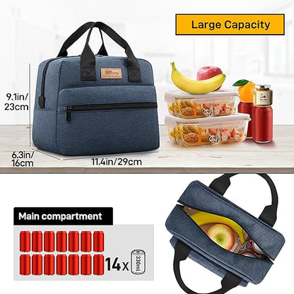 HOMESPON Insulated Lunch Bag for Women Men Lunch Box Cooler Lunch Tote for Work Picnic (Navy) - color: Navy