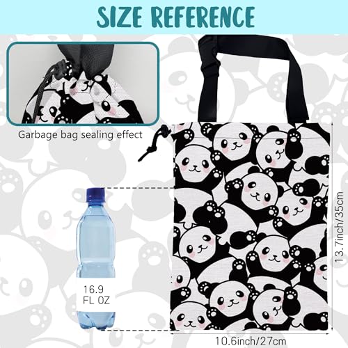 Car Garbage Bag Cute Black Panda Drawstring Car Trash Bag Hanging for Back Seat with Adjustable Buckle Canvas Vehicle Trash Can Easy-to-Install - color: Cute Black Panda